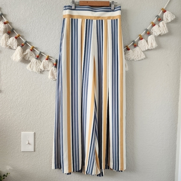 Chloe Dao Blue Striped Pleated Wide Leg Kira Pants Trouser Contemporary Designer - Picture 1 of 11